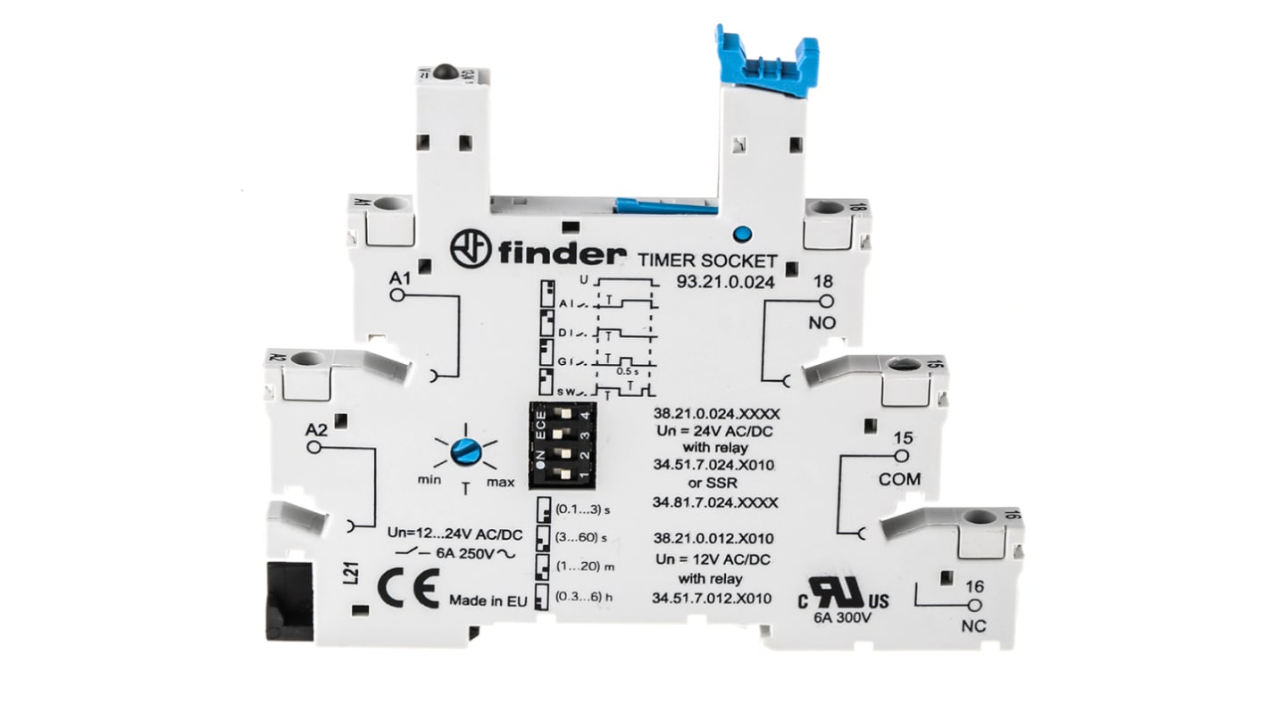 Finder Relaissockel zur Verwendung mit Relais, Serie 34,51 93, 5 -Kontakt , DIN-Schienen, 12V ac/dc