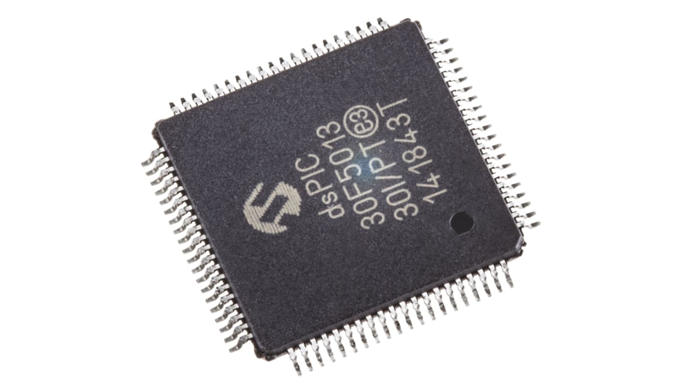 dsPIC30F5013-30I/PT Microchip dsPIC30F, 16bit Digital Signal Processor 30MIPS 1.024 kB, 66 kB Flash 80-Pin TQFP