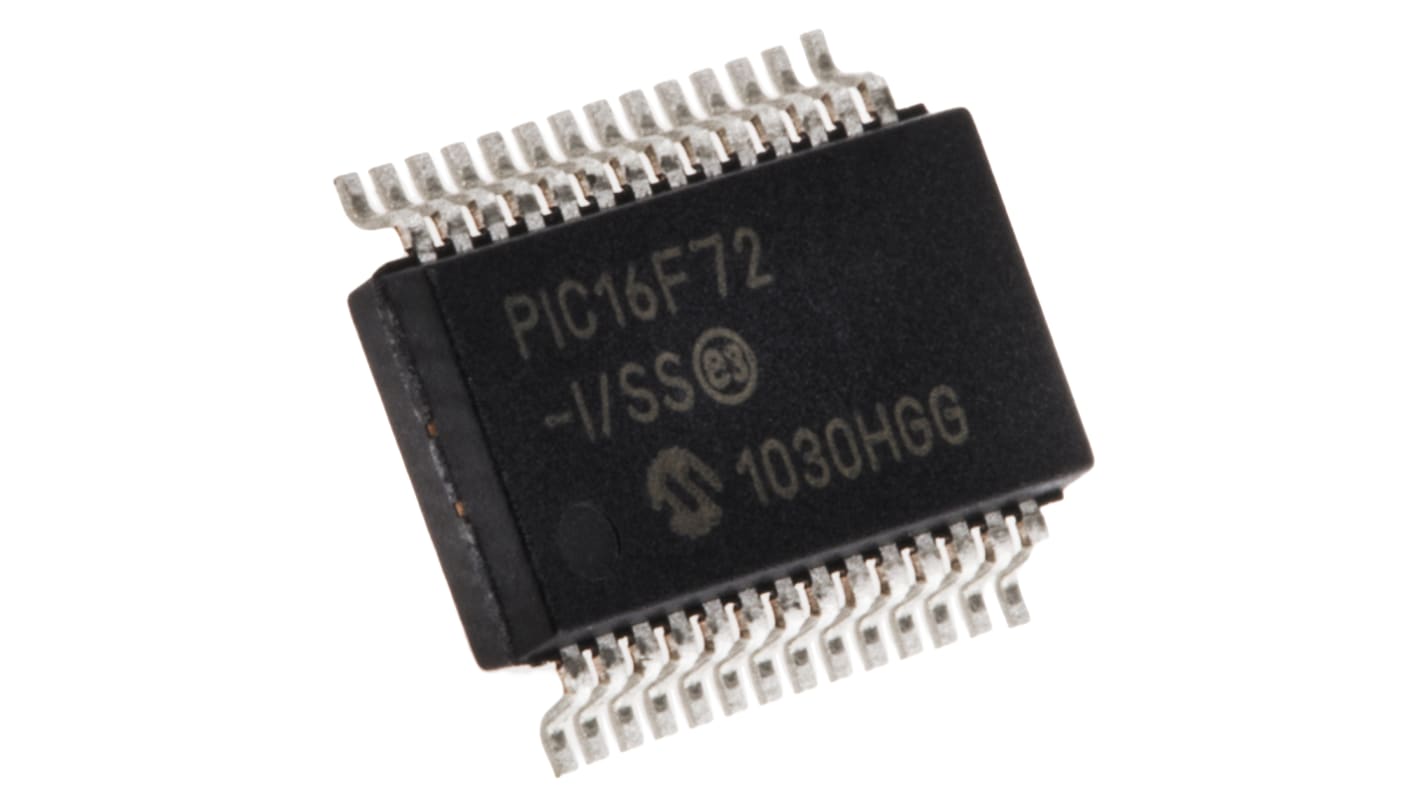 Microcontrolador Microchip PIC16F72-I/SS, núcleo PIC de 8bit, RAM 128 B, 20MHZ, SSOP de 28 pines
