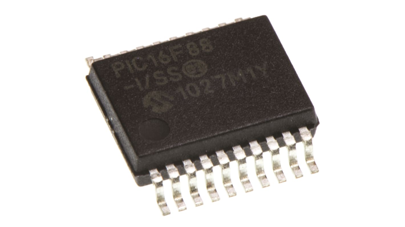 Microchip PIC16F单片机, PIC内核, 20针, SSOP, 最大20MHz, 7.168 kB、256 B 闪存, 368 B RAM