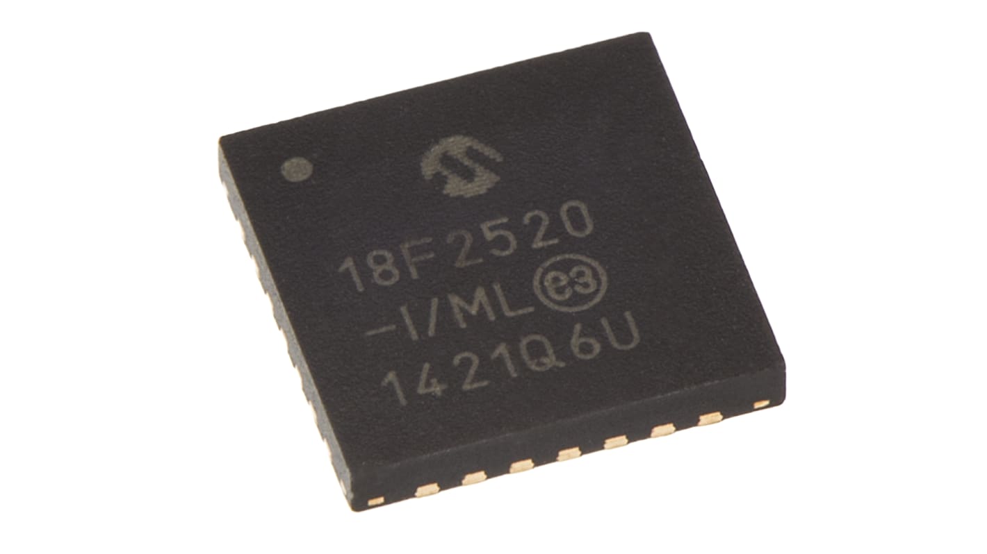 Microchip PIC18F2520-I/ML, 8bit PIC Microcontroller, PIC18F, 40MHz, 32 kB, 256 B Flash, 28-Pin QFN