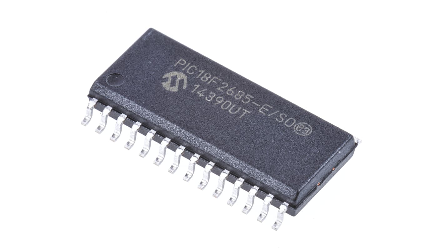 Microcontrolador Microchip PIC18F2685-E/SO, núcleo PIC de 8bit, RAM 3,328 kB, 40MHZ, SOIC de 28 pines