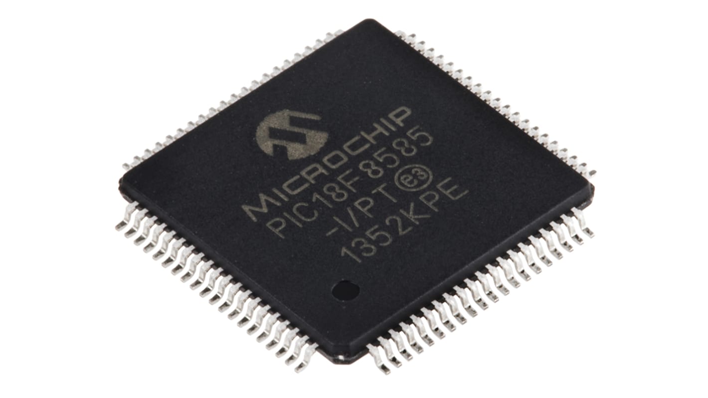 Microcontrolador Microchip PIC18F8585-I/PT, núcleo PIC de 8bit, RAM 3,328 kB, 40MHZ, TQFP de 80 pines