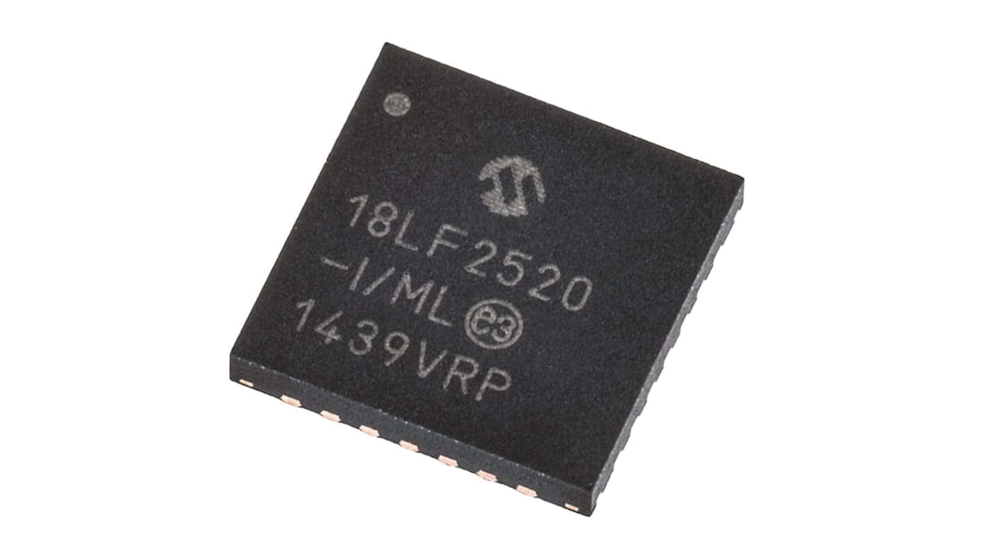 Microchip PIC18LF2520-I/ML, 8bit PIC Microcontroller, PIC18LF, 40MHz, 32 kB, 256 B Flash, 28-Pin QFN