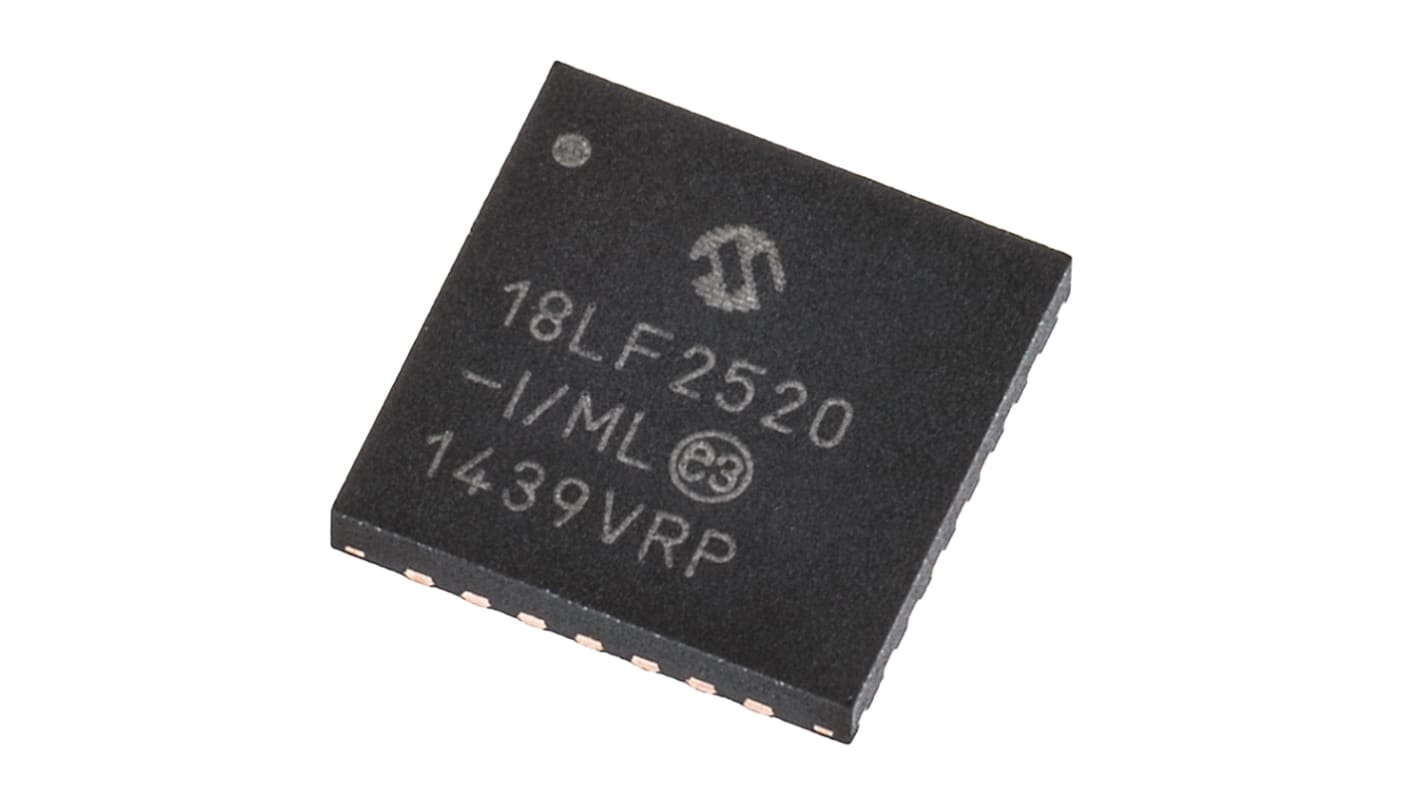 Microchip, 8bit PIC, PIC18F Microcontroller, 40MHz, 32 kB, 256 B Flash, 28-Pin QFN