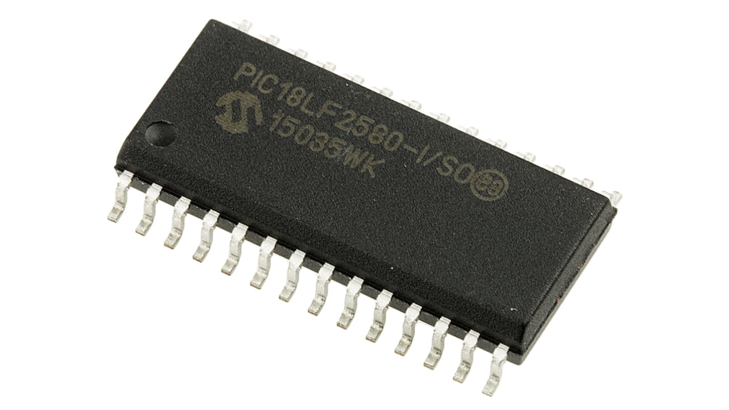 Microcontrolador Microchip PIC18LF2580-I/SO, núcleo PIC de 8bit, RAM 1,536 kB, 40MHZ, SOIC W de 28 pines