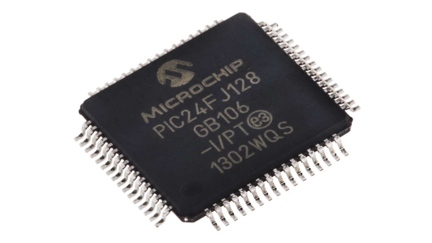 Microchip PIC24FJ系列单片机, PIC内核, 64针, TQFP封装, 0CAN通道