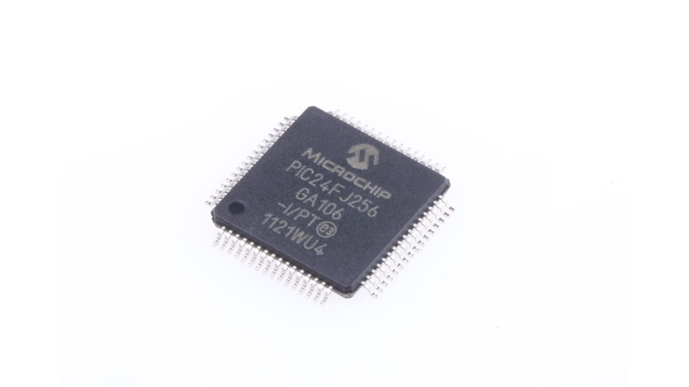 Microchip, 16bit PIC, PIC24FJ Microcontroller, 32MHz, 256 kB Flash, 64-Pin TQFP