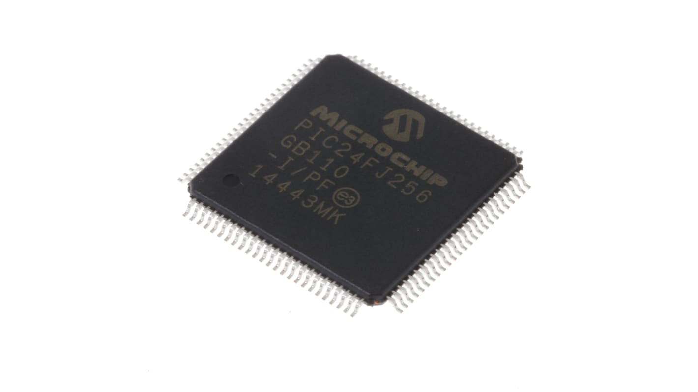 Microchip PIC24FJ单片机, PIC内核, 100针, TQFP, 最大32MHz, 256 kB 闪存, 16 kB RAM
