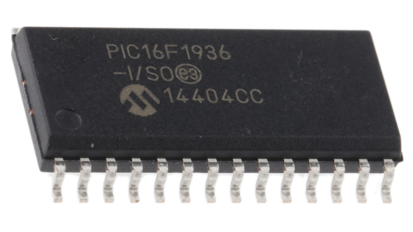 Microchip PIC16F1936-I/SO, 8bit PIC Microcontroller, PIC16F, 32MHz, 8192 x 14 words, 256 B Flash, 28-Pin SOIC