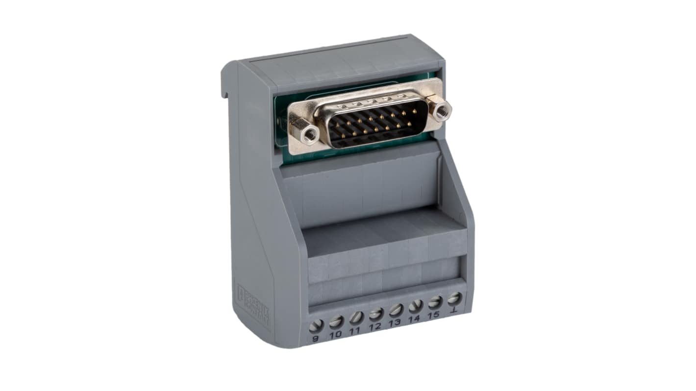 Phoenix Contact VIP-2/SC/D15SUB/M Series 15-Contact Male Interface Module, D-sub Connector, DIN Rail Mount, 2A