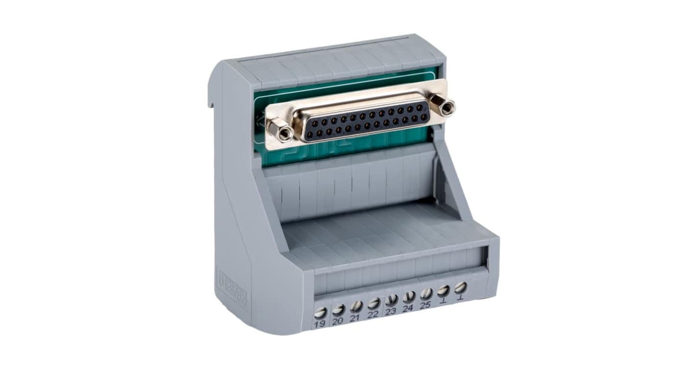 Phoenix Contact VIP Series 25-Contact Female Interface Module, D-sub Connector, DIN Rail Mount, 2A