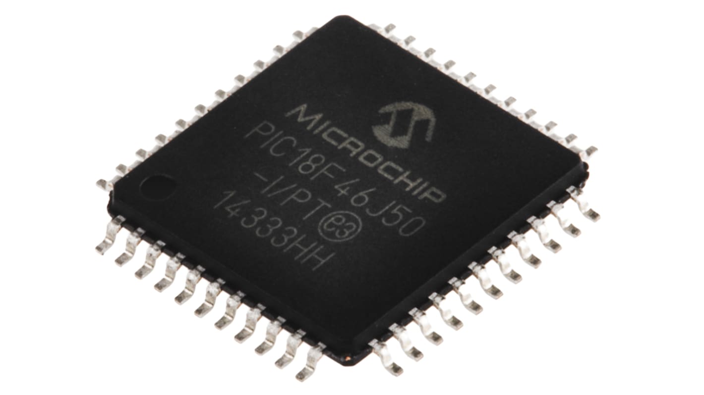 Microchip PIC18F46J50-I/PT, 8bit PIC Microcontroller, PIC18F, 48MHz, 64 kB Flash, 44-Pin TQFP