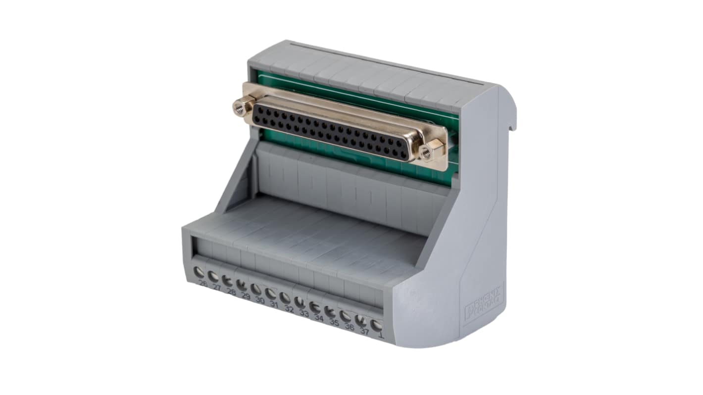 Phoenix Contact VIP-3/SC/D37SUB/F Series 37-Contact Female Interface Module, D-sub Connector, DIN Rail Mount, 2A
