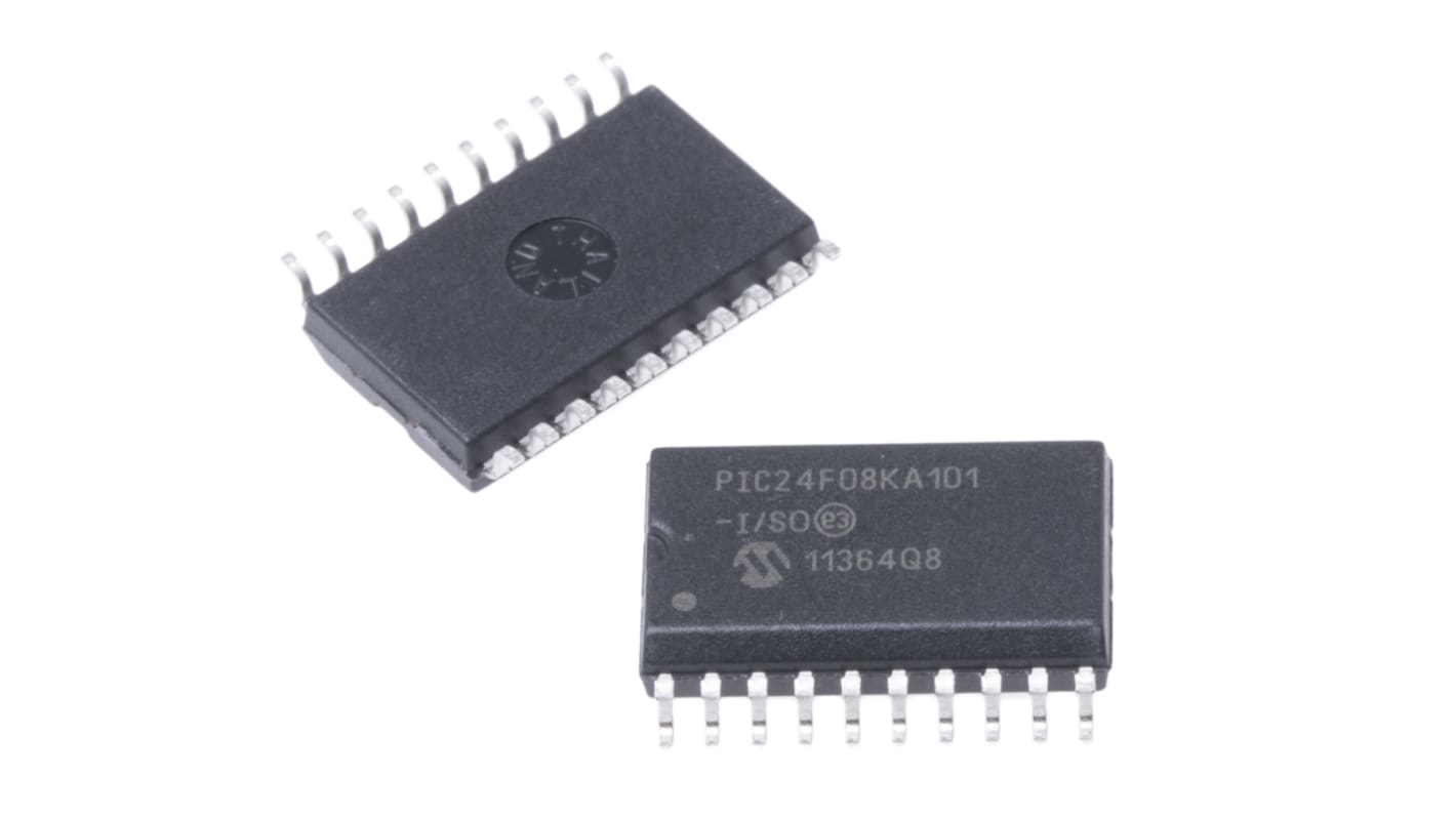 Mikrokontroler Microchip PIC24F SOIC 20-pinowy Montaż powierzchniowy PIC 8 kB 16bit CAN: 32MHz RAM:1.5 kB Ethernet:
