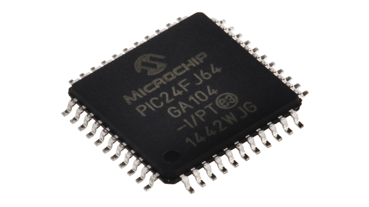 Microchip PIC24FJ单片机, PIC内核, 44针, TQFP, 最大32MHz, 64 kB 闪存, 8 kB RAM