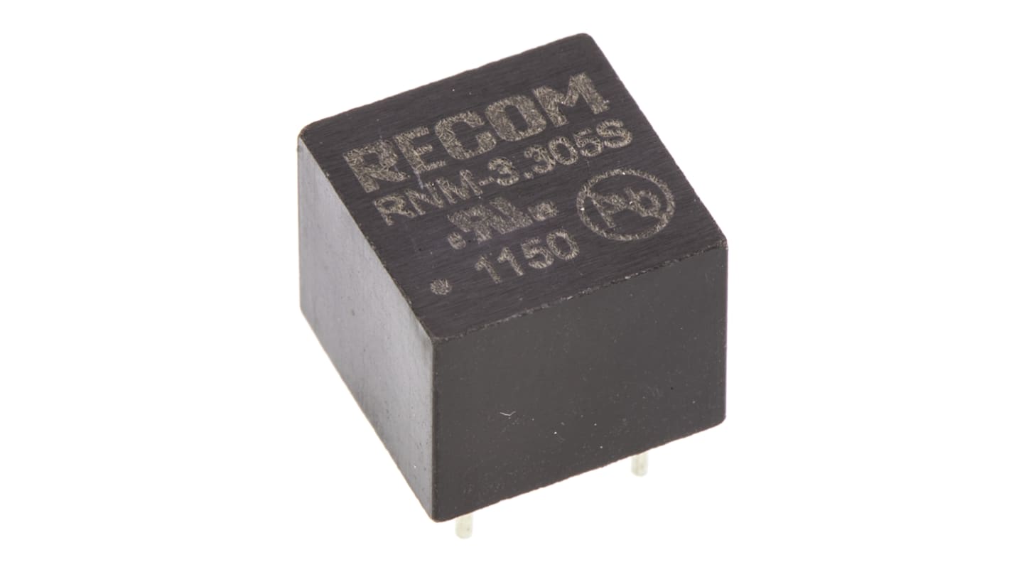 Recom RNM Isolated DC-DC Converter, 5V dc/ 200mA Output, 2.97 → 3.63 V dc Input, 1W, Through Hole, +85°C Max
