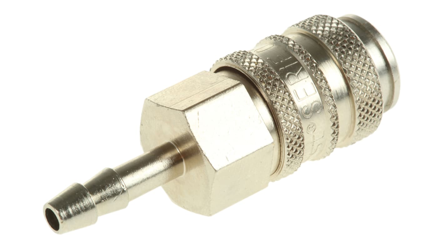 RS PRO Brass Male Pneumatic Quick Connect Coupling, 4mm Hose Barb