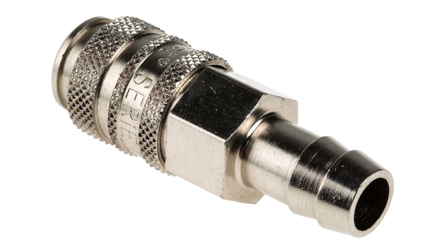 RS PRO Brass Male Pneumatic Quick Connect Coupling, 9mm Hose Barb