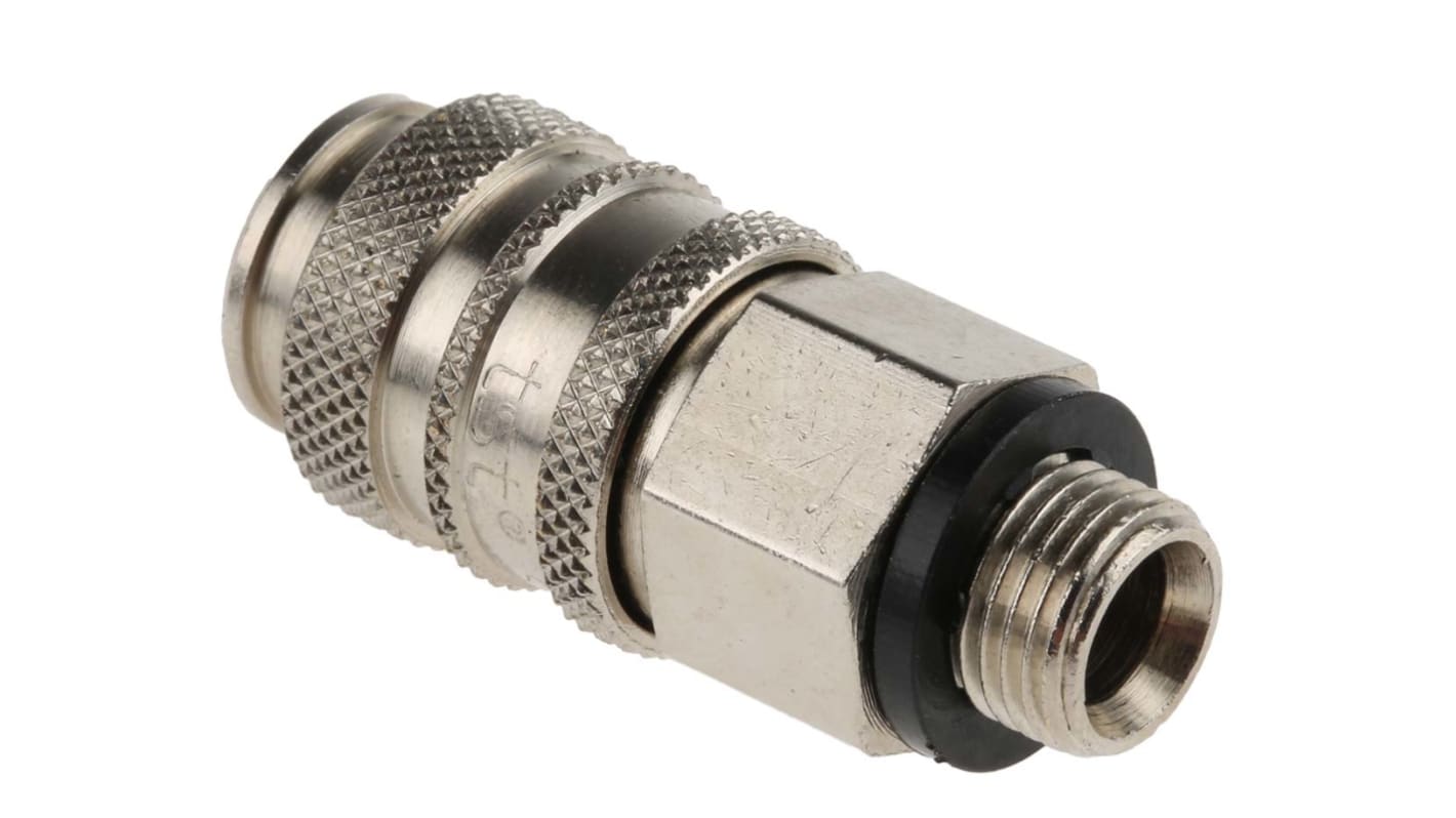 RS PRO Brass Male Pneumatic Quick Connect Coupling, G 1/8 Male Threaded