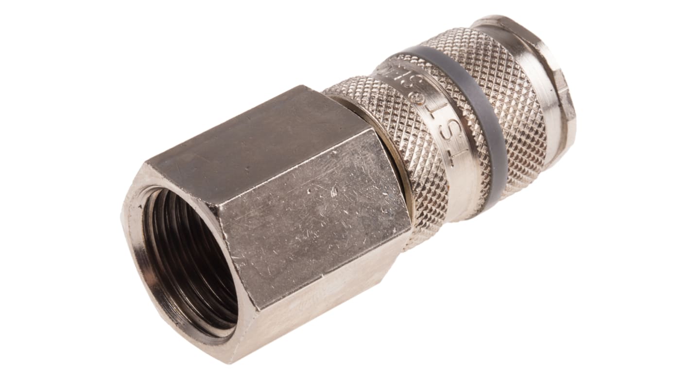 RS PRO Brass Female Pneumatic Quick Connect Coupling, G 1/2 Female Threaded