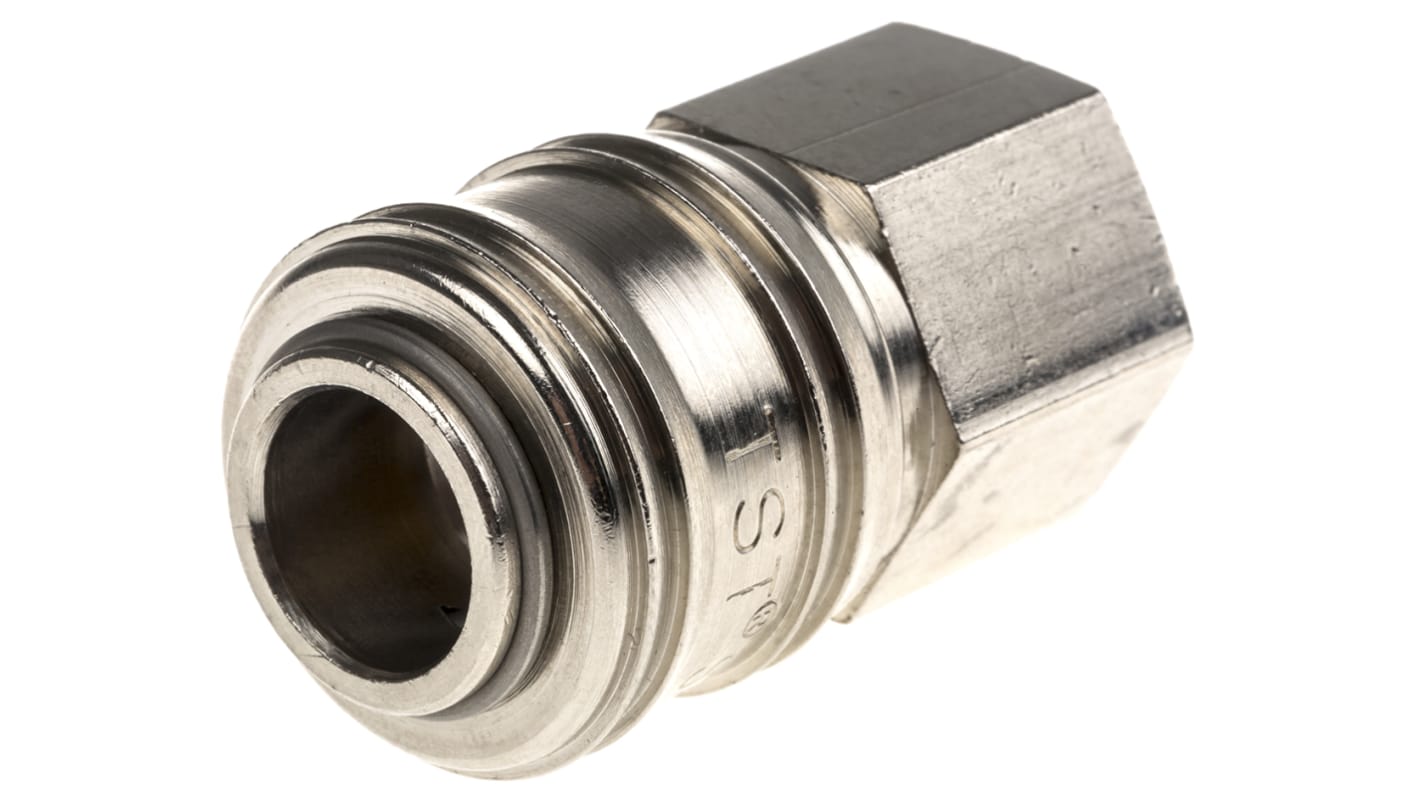 RS PRO Brass Female Pneumatic Quick Connect Coupling, G 3/8 Female Threaded