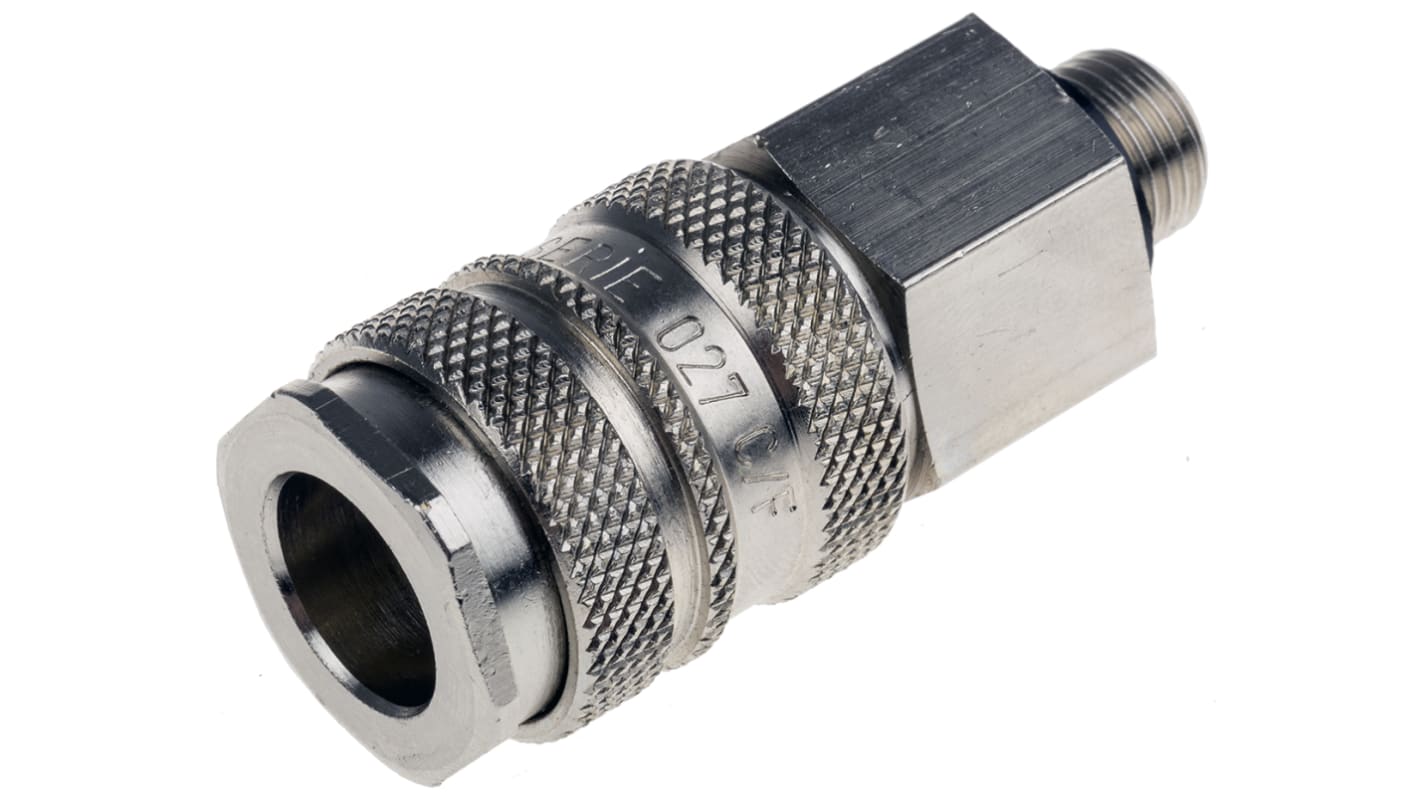 RS PRO Brass Male Pneumatic Quick Connect Coupling, G 1/4 Male Threaded