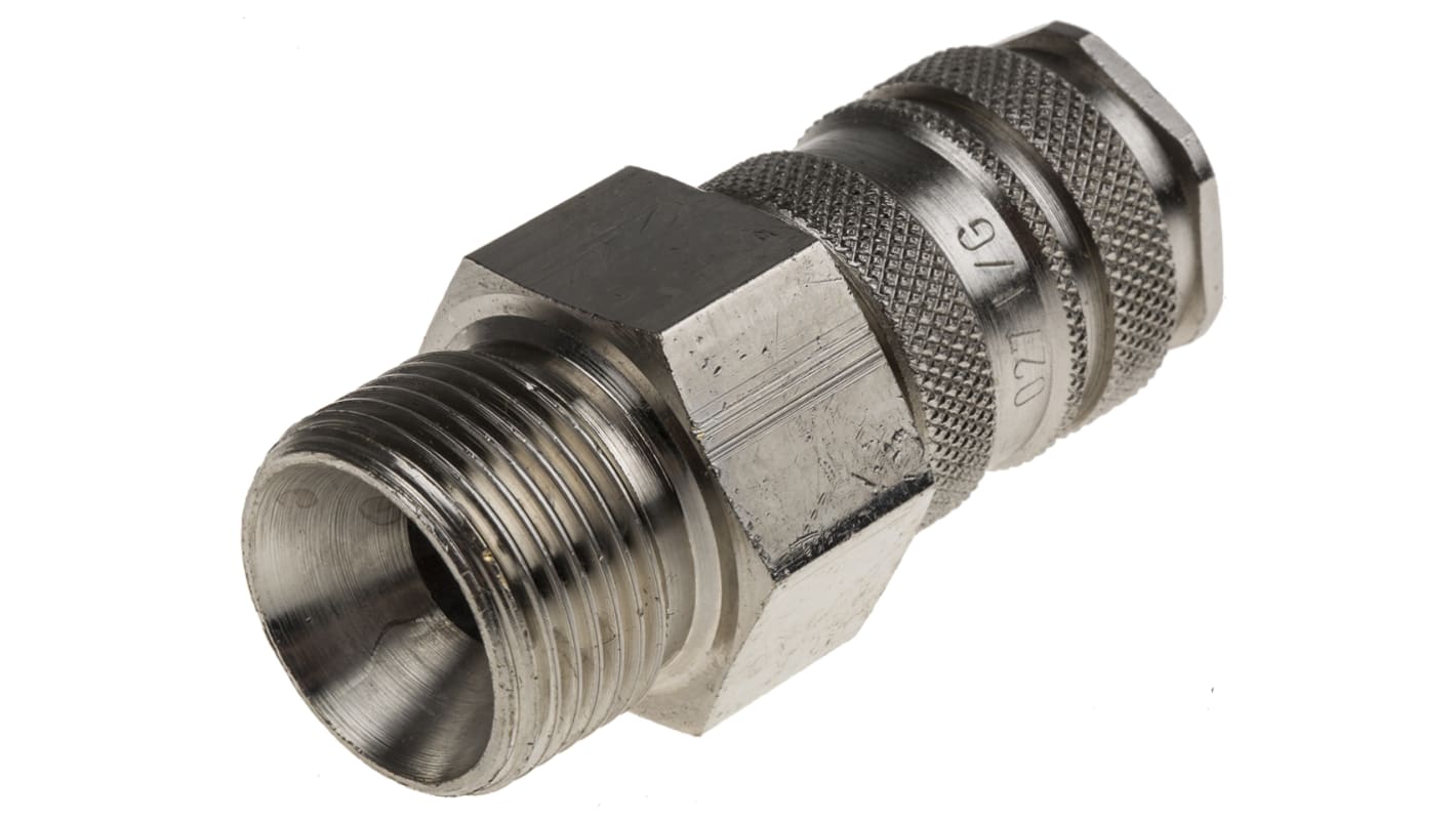 RS PRO Brass Male Pneumatic Quick Connect Coupling, G 3/4 Male Threaded