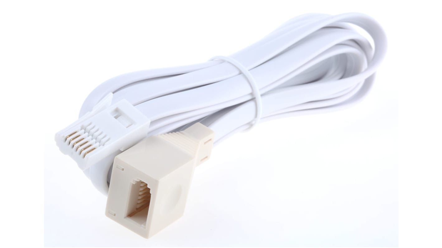 Cable de extensión para telefóno RS PRO, Blanco