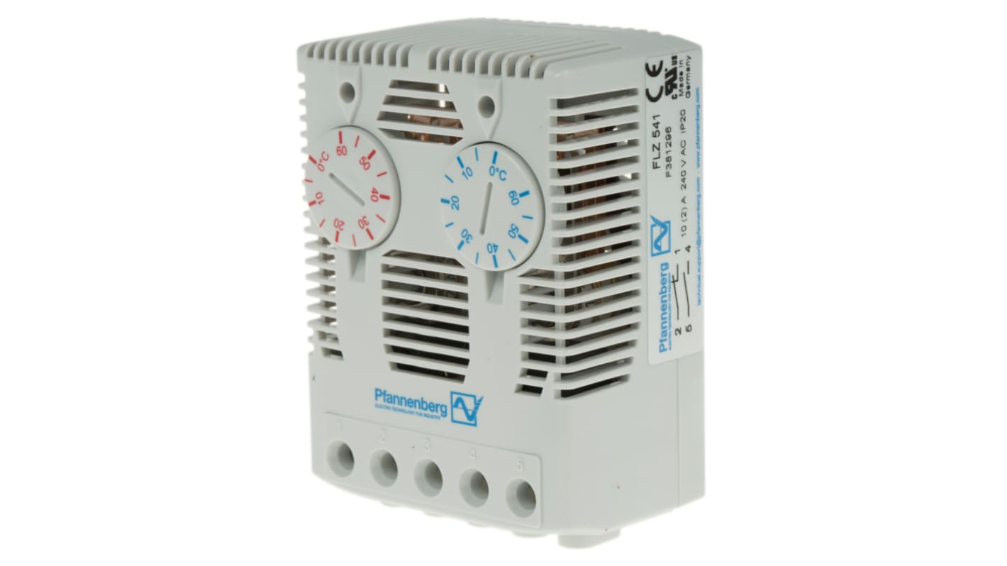 Termostato para cajas Pfannenberg serie FLZ, 0 → +60 °C., alim. 120 → 240 V ac, NC, NO