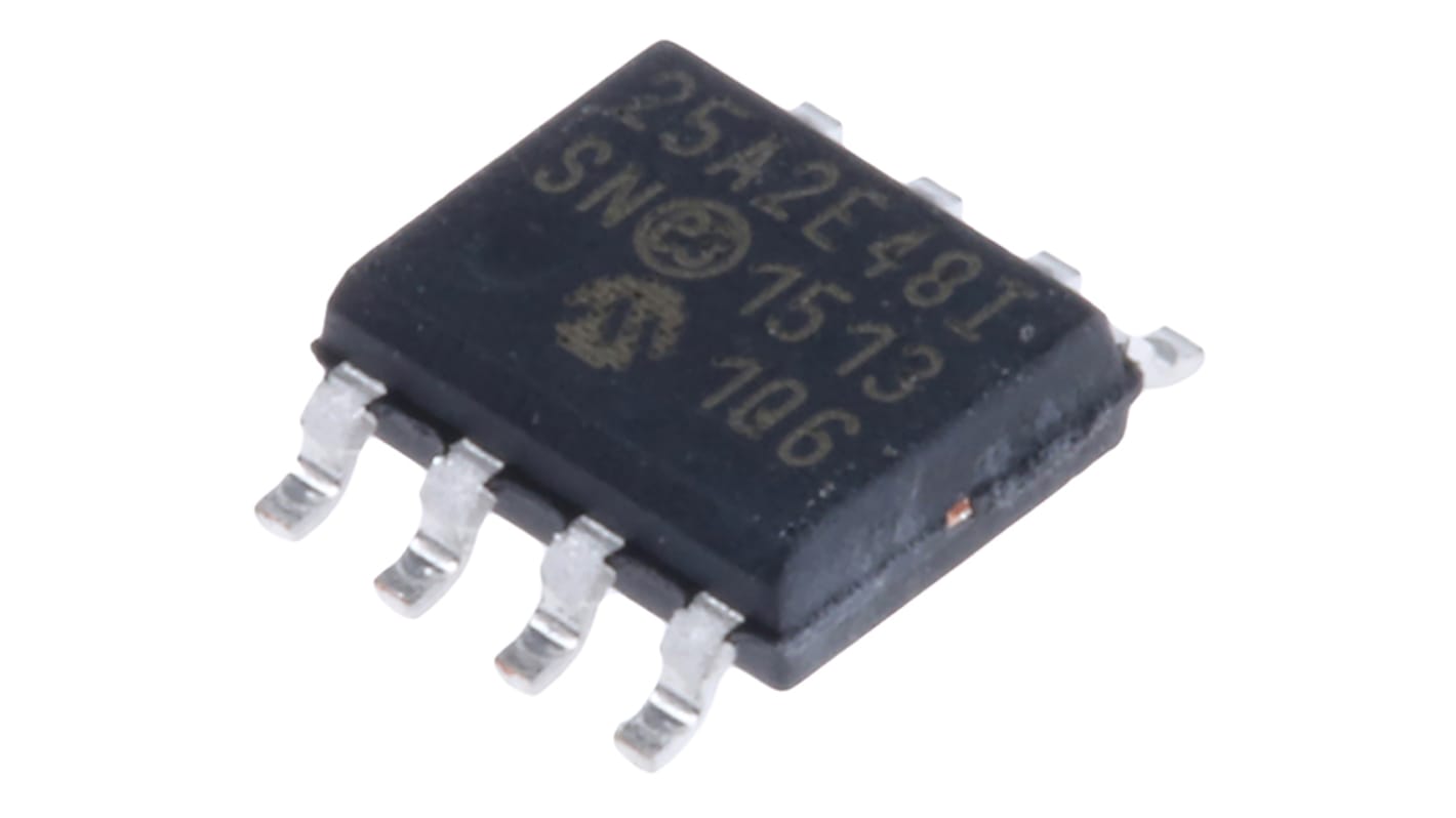 Memoria EEPROM serie 25AA02E48-I/SN Microchip, 2kbit, 256 x, 8bit, Serie SPI, 50ns, 1,8 → 5,5 V, 8 pines SOIC