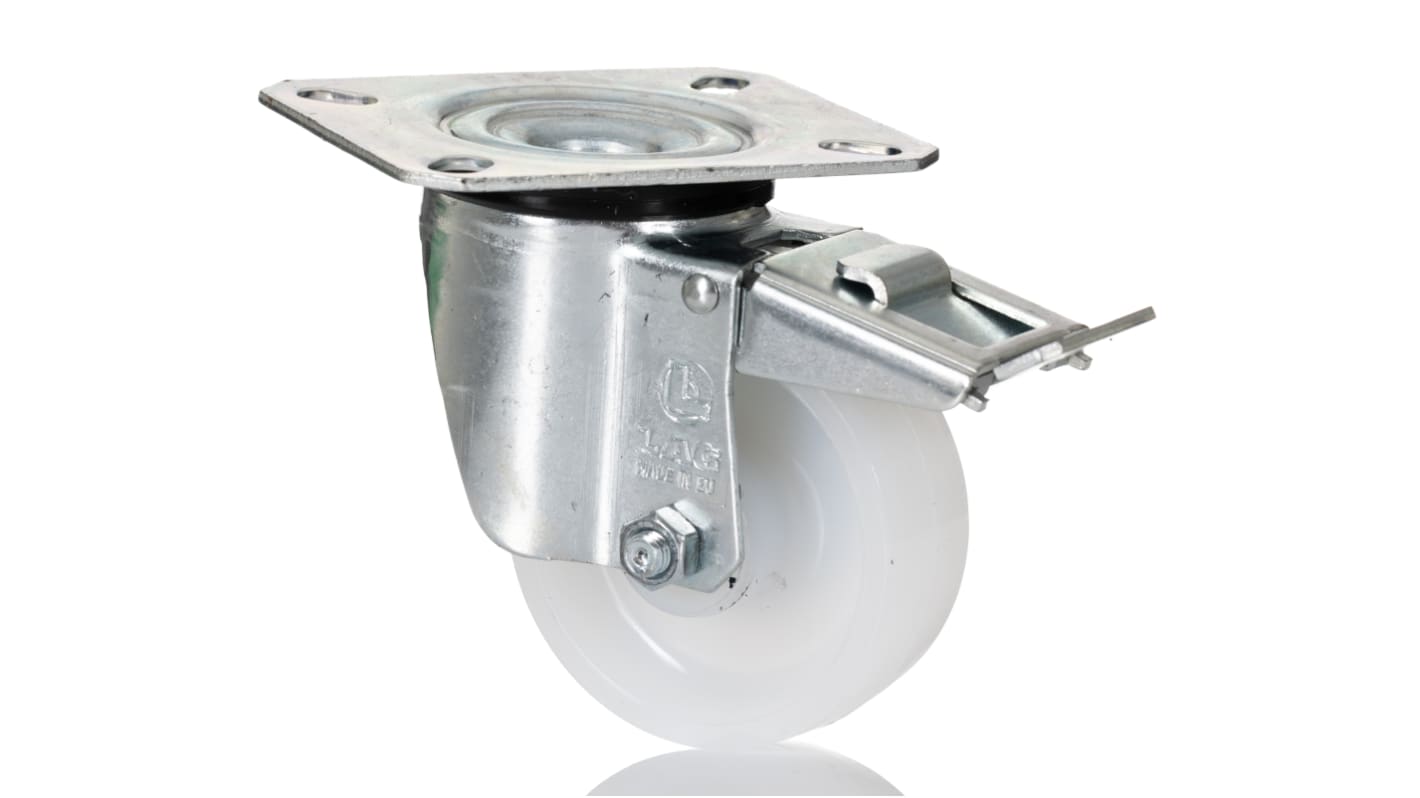 Roulette industrielle Pivotant avec frein LAG, Acier zingué, Ø 80mm, 120kg