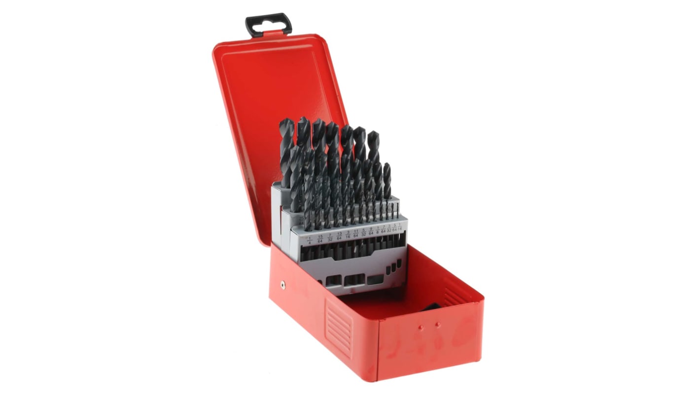 RS PRO 29-Piece Twist Drill Bit Set for Metal, 1/2in Max, 1/16in Min, HSS-G Bits