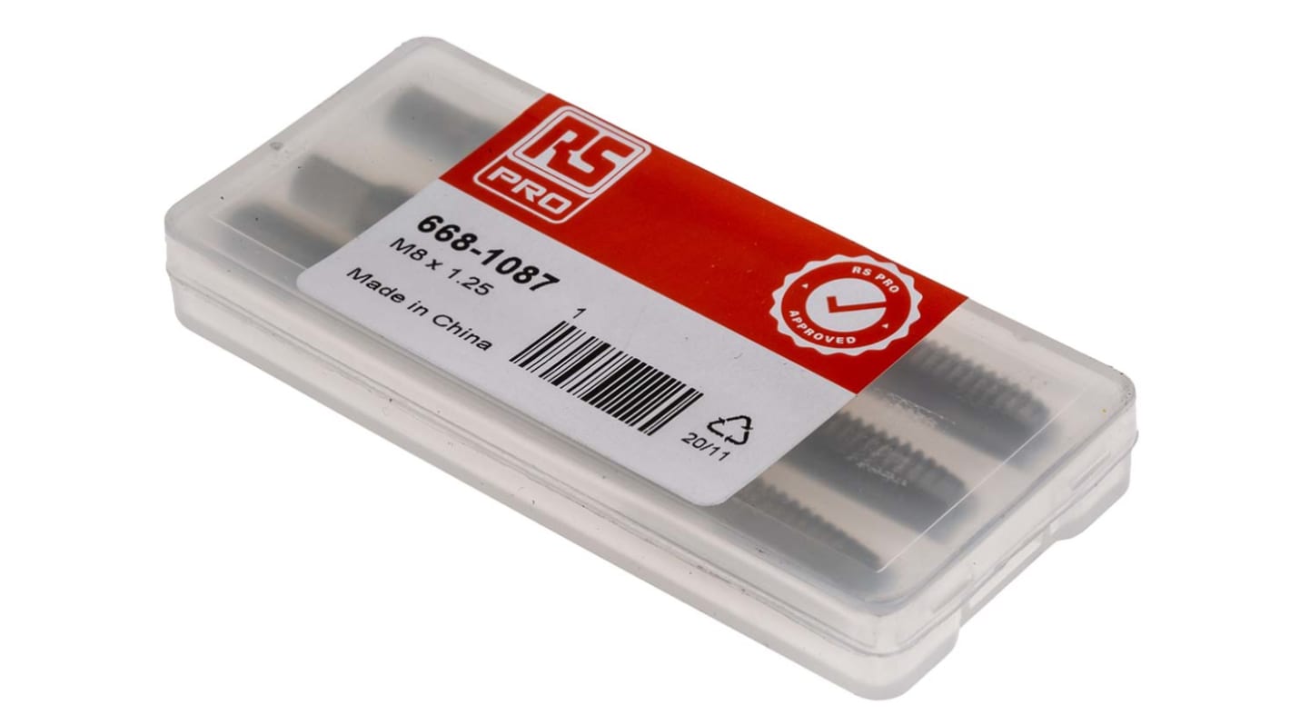 RS PRO Threading Tap, M8 Thread, 1.25mm Pitch, Metric Standard, Hand Tap