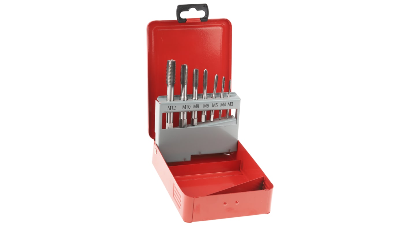 Corredo di maschi RS PRO in HSS, M3 → M12, 7 pezzi, passo Metrico