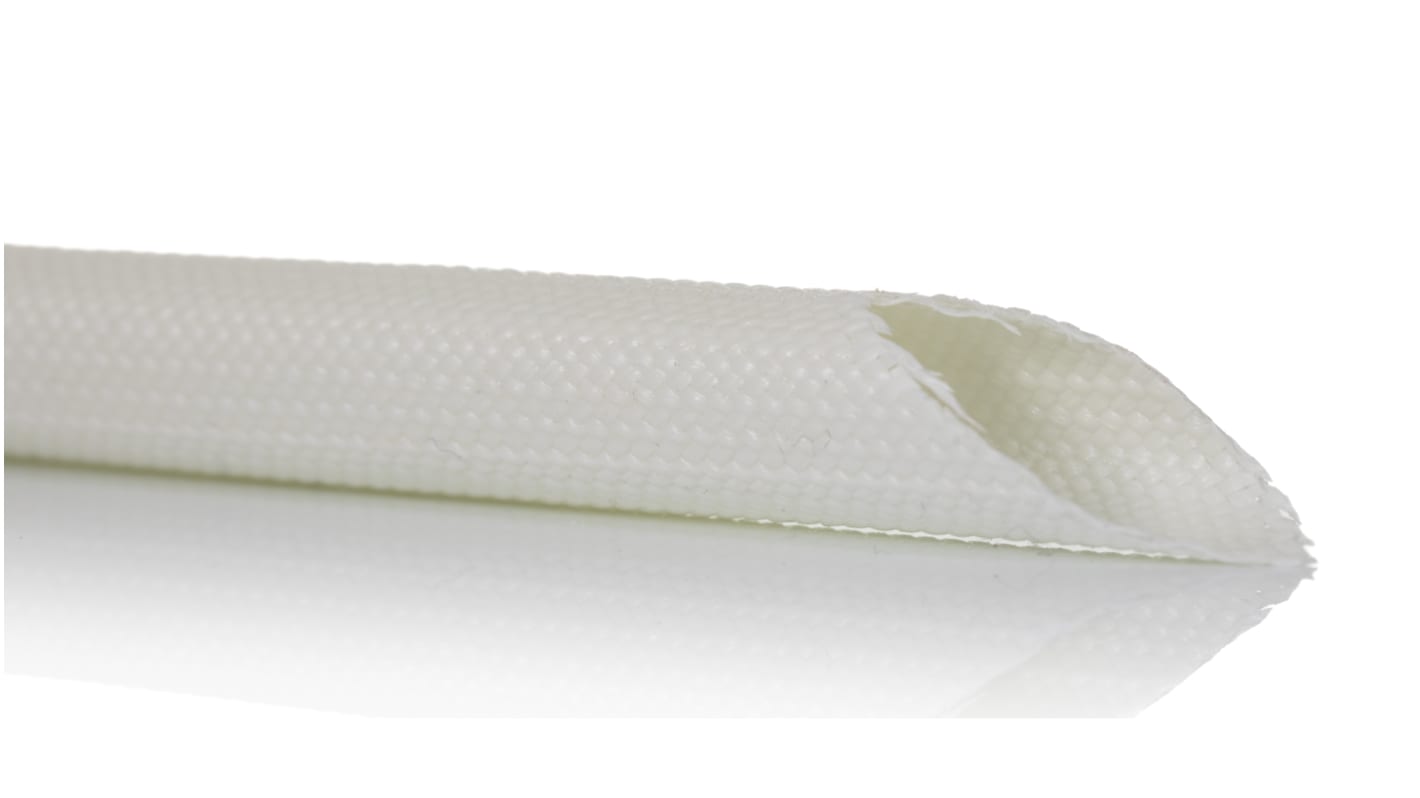 RS PRO Braided Fibreglass Natural Cable Sleeve, 8mm Diameter, 5m Length