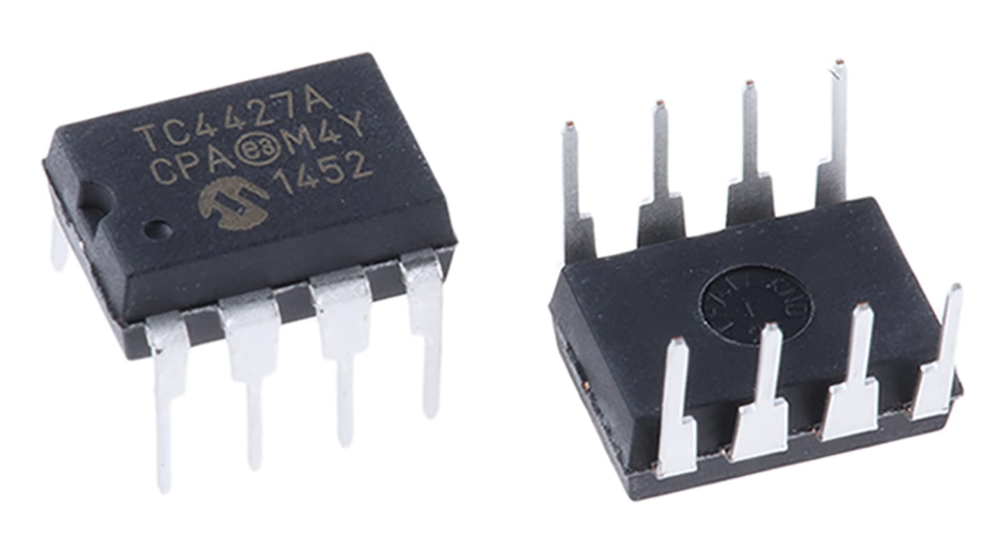 Driver de MOSFET TC4427ACPA, CMOS, TTL 1,5 A 18V, 8 broches, PDIP