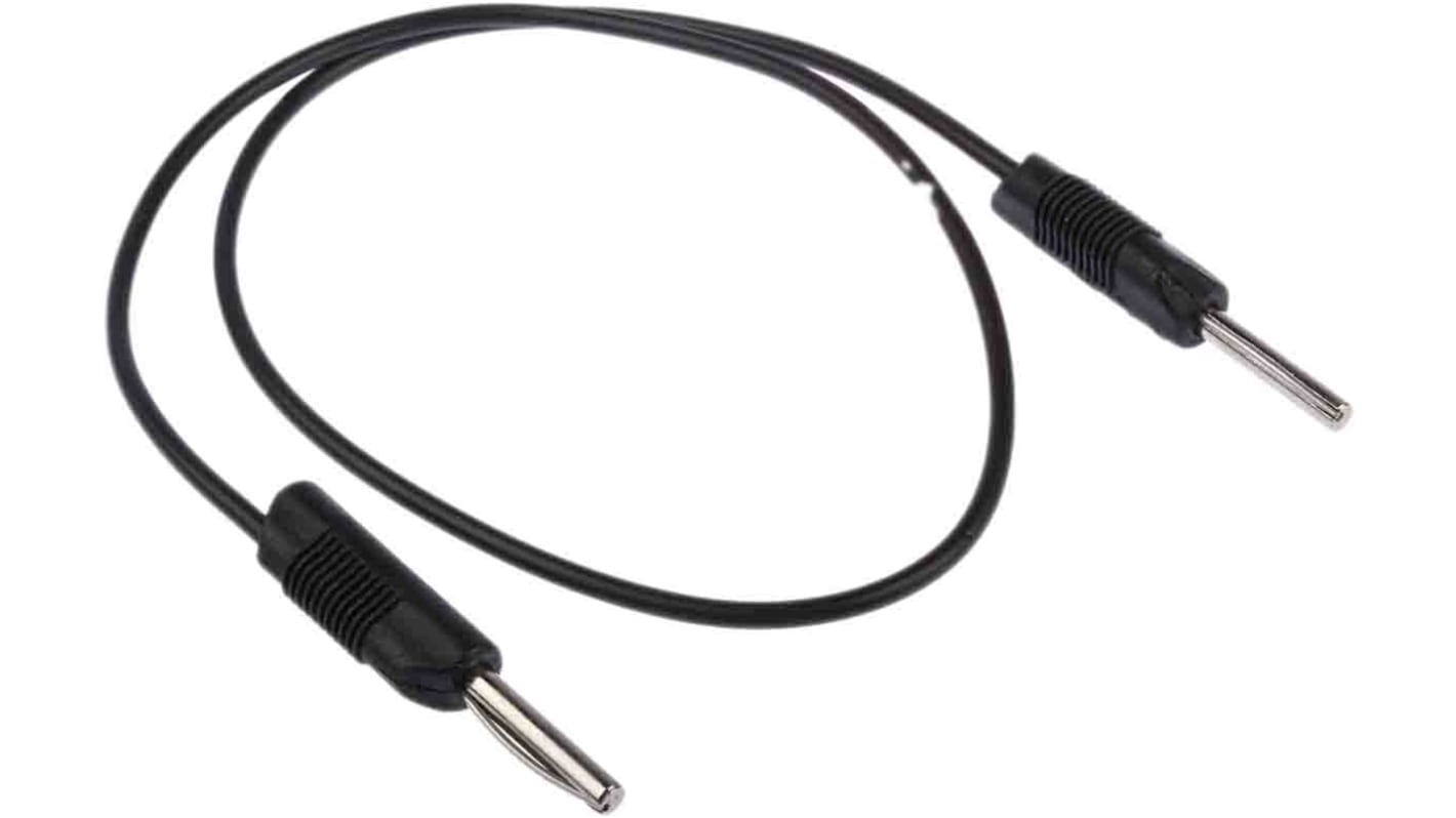 RS PRO 4 mm Test Probe Lead, 2.5A, 50V ac, Black, 500mm Lead Length