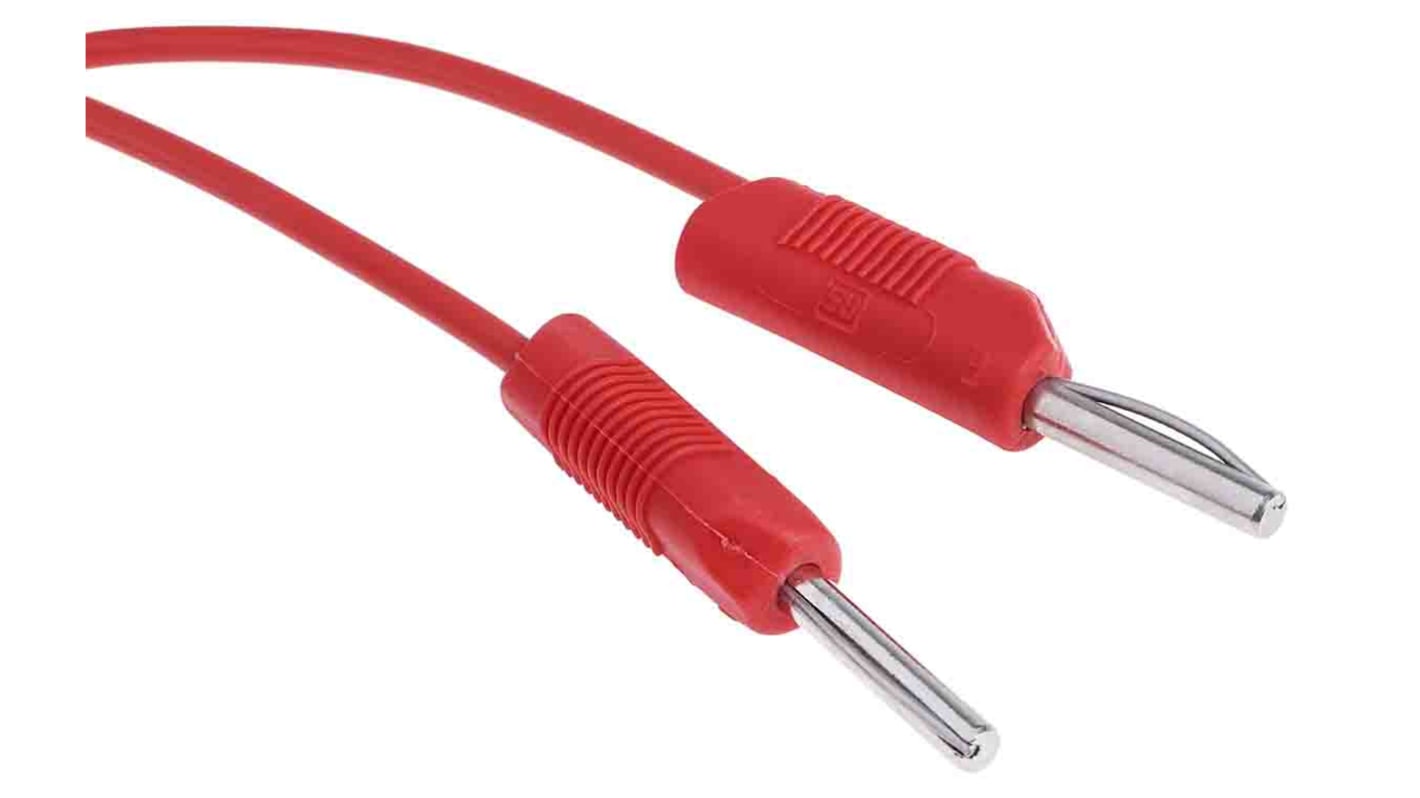 Cordon de test 4mm RS PRO, Rouge, 2.5A, 50V c.a., long. 1m