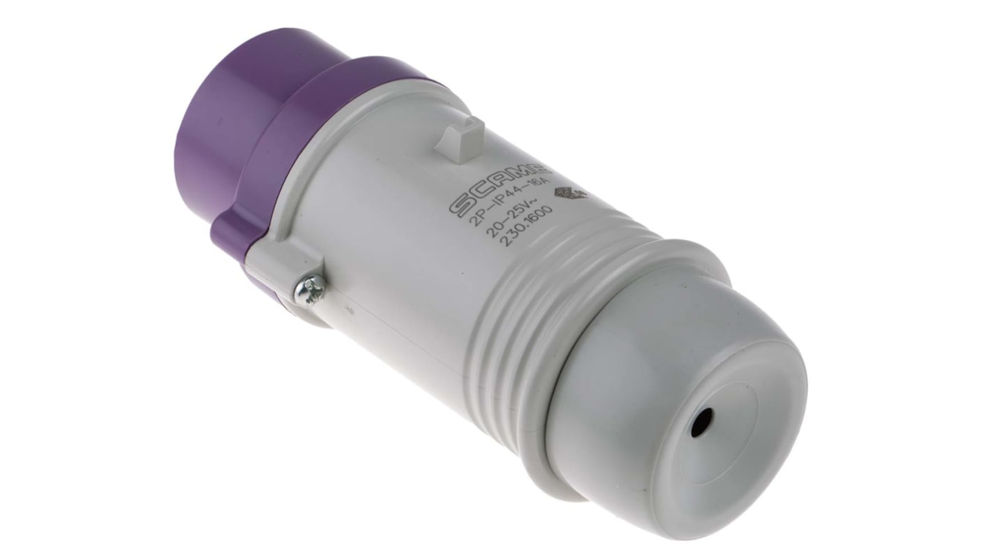 Scame Leistungssteckverbinder Stecker Violett 2P, 20 → 25 V / 16A, Kabelmontage IP44