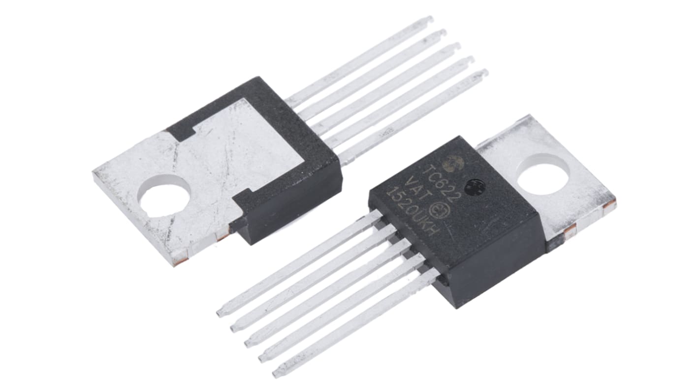 Microchip Temperature Sensor, Driver Output, Through Hole Mount, Analogue, ±5°C, 5 Pins