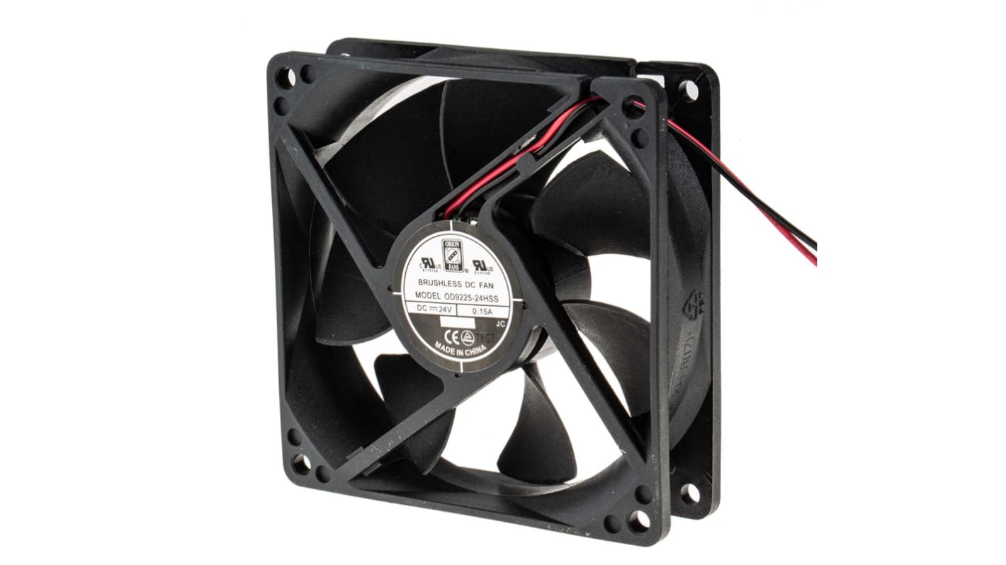 RS PRO Axial Fan, 24 V dc, DC Operation, 88.3m³/h, 3.4W, 150mA Max, 92.5 x 92.5 x 25mm