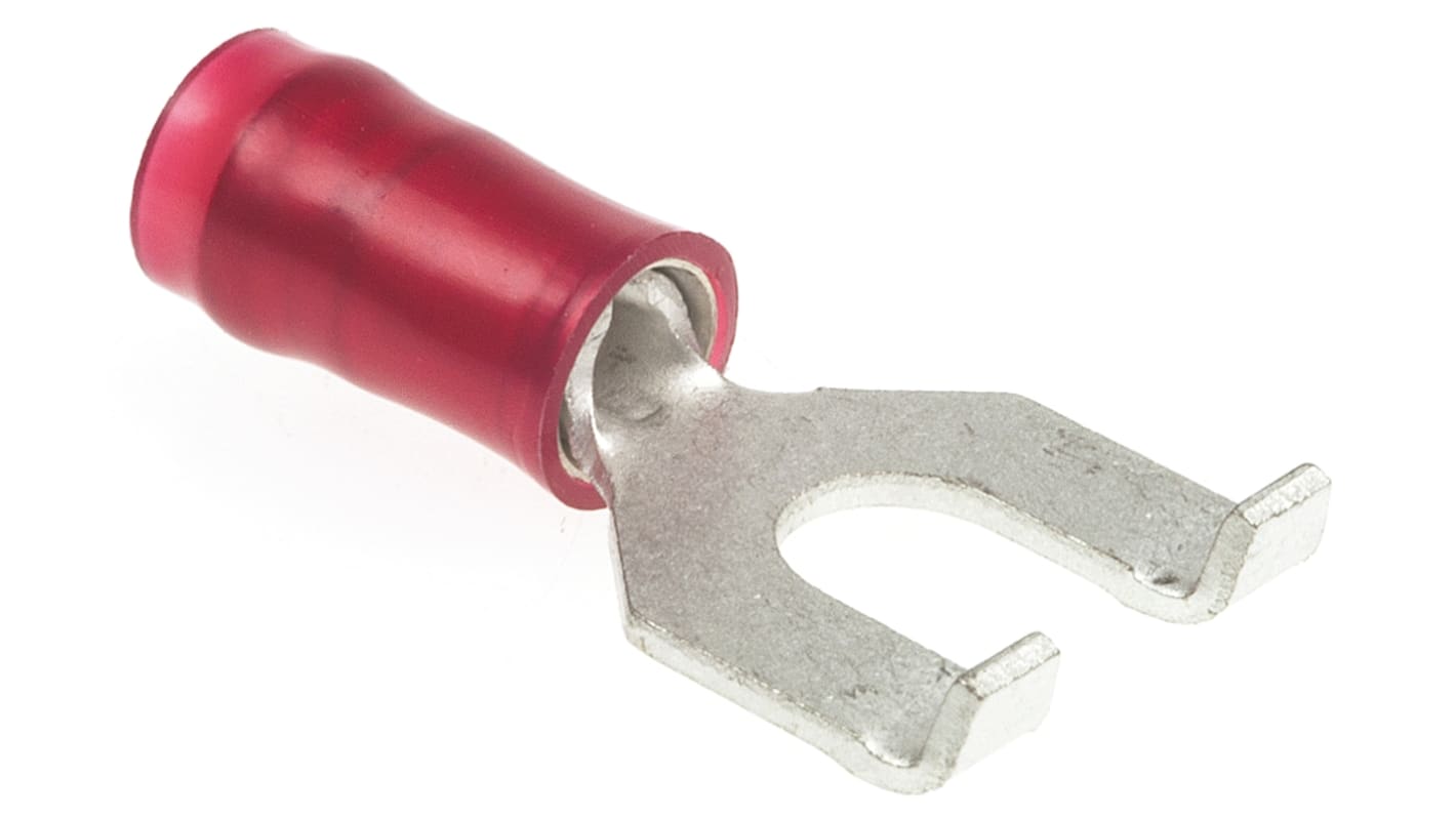 TE Connectivity, PIDG Insulated Crimp Spade Connector, 0.3mm² to 1.4mm², 22AWG to 16AWG, M4 Stud Size Nylon, Red