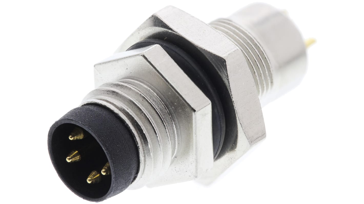TE Connectivity Circular Connector, 4 Contacts, Panel Mount, M8 Connector, Plug, Male, IP67