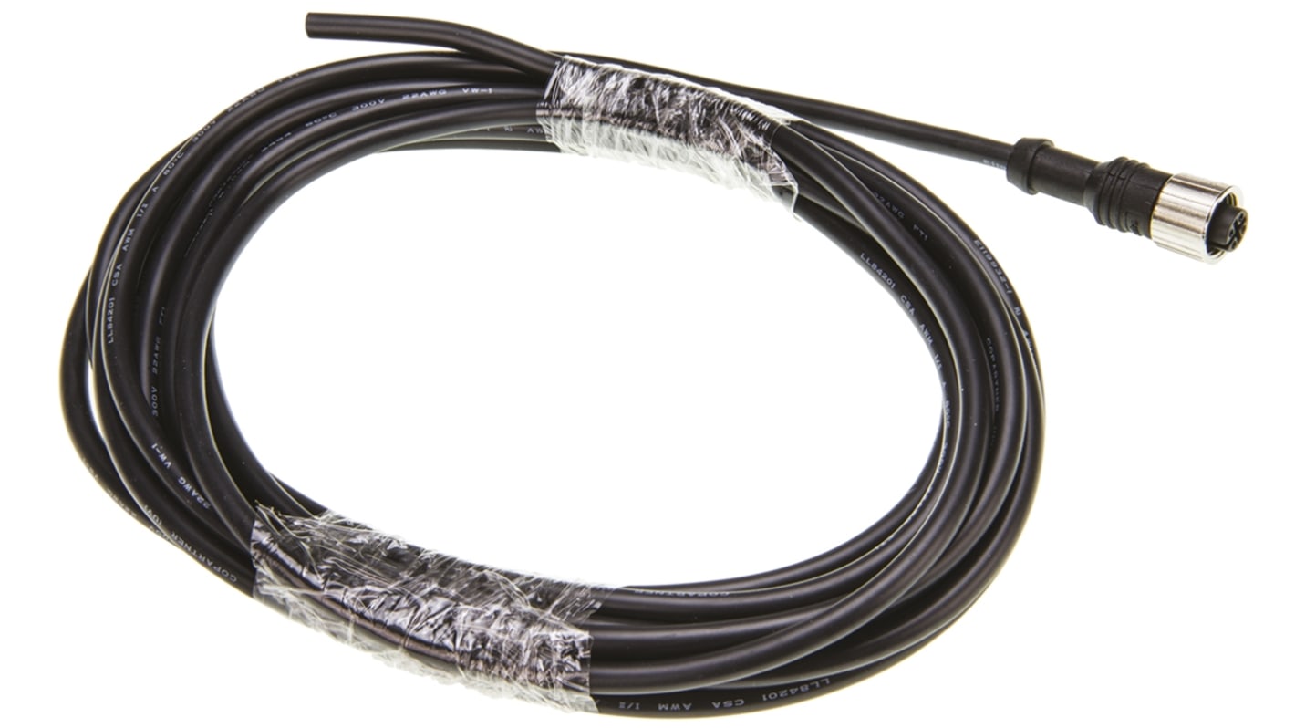 TE Connectivity Straight Female 4 way M12 to Unterminated Sensor Actuator Cable, 5m