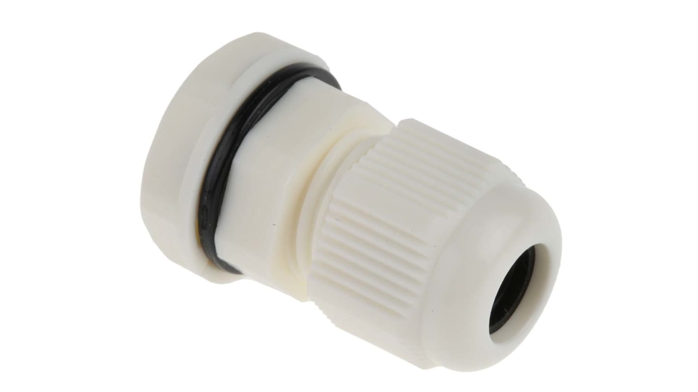 RS PRO White Nylon Cable Gland, M12 Thread, 3mm Min, 6.5mm Max, IP68