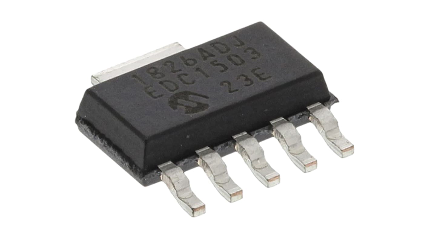 Microchip LDO稳压芯片, 0.8 → 5 V输出, 1A最大输出, 单路输出, SOT-223, 表面贴装, 5+Tab针