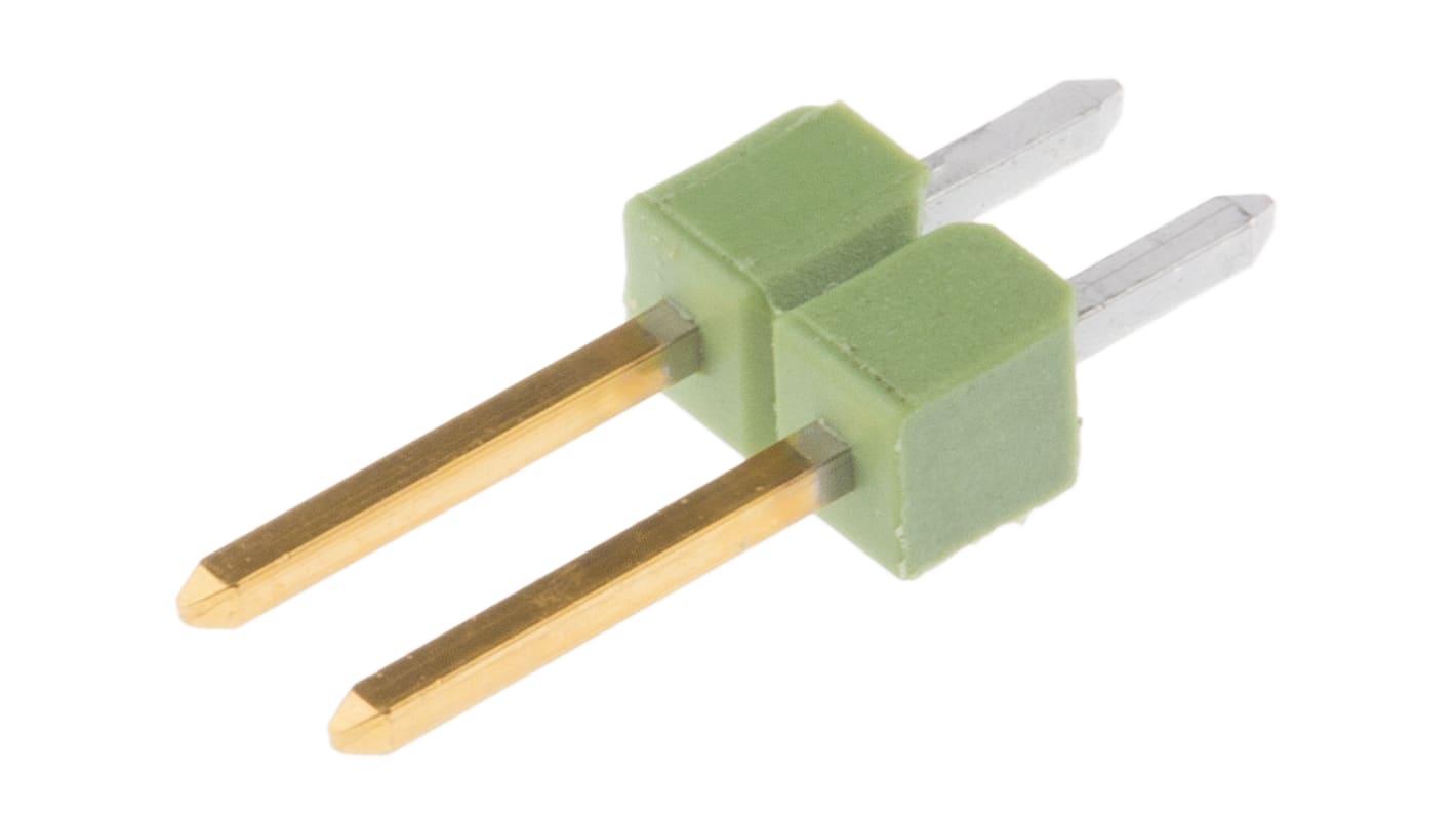 TE Connectivity 2p单排排针 直向板对板, 线对板连接器, 2.54mm间距, 3.0A, THT安装, AMPMODU MOD II系列