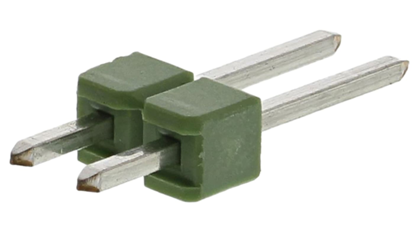 TE Connectivity 2p单排排针 直向板对板, 线对板连接器, 2.54mm间距, 3.0A, THT安装, AMPMODU MOD II系列