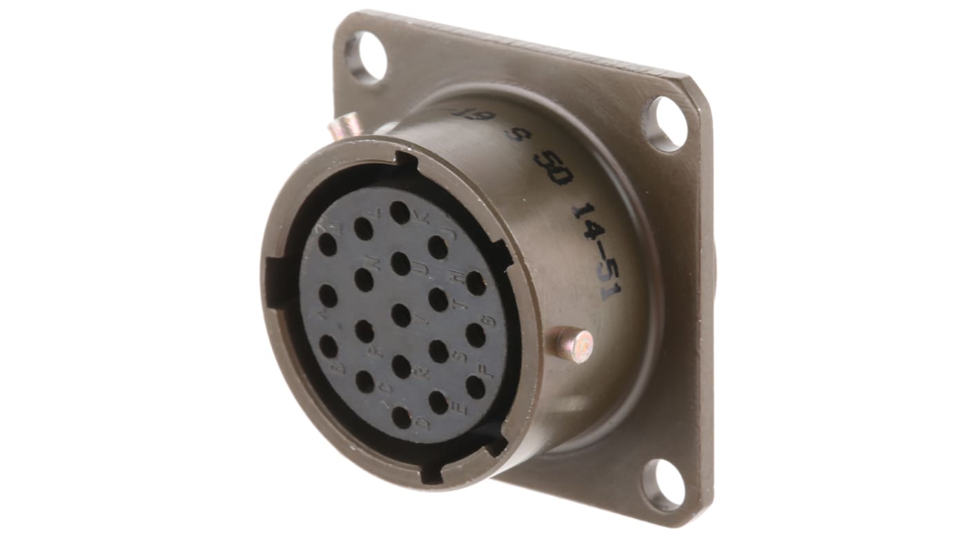 Amphenol Socapex, 451 19 Way Panel Mount MIL Spec Circular Connector Receptacle, Socket Contacts,Shell Size 14, Bayonet